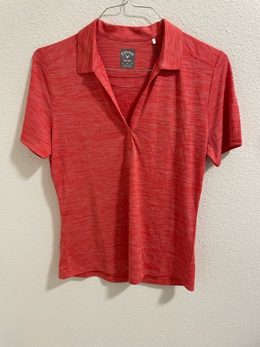 Callaway Women's Coral-Red Short Sleeve Button Down Shirt NWT